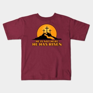 Easter morning spiritual sunrise cross He has Risen Kids T-Shirt